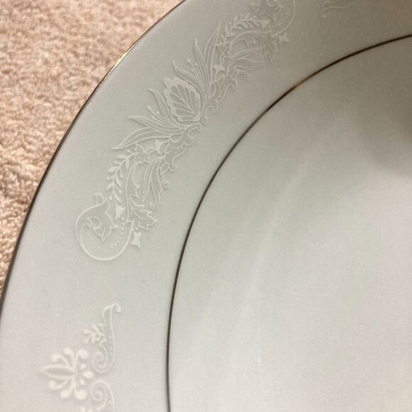 1980s Crown Ming Jian Shiang "Royal Palm” Fine China 9” Round Serving Bowl Vtg - Picture 2 of 6